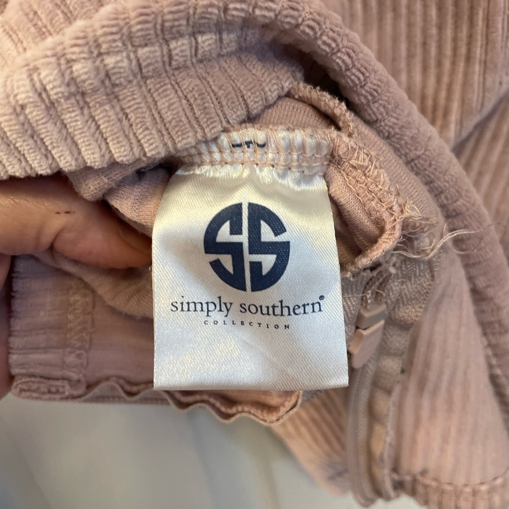 Simply Southern dusty pink Quarter Button Knit light Fleece Pullover size S - Picture 9 of 11